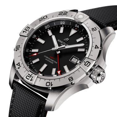 Montre Breitling Avenger GMT automatique cadran noir bracelet cuir noir 44 mm A32320101B1X1