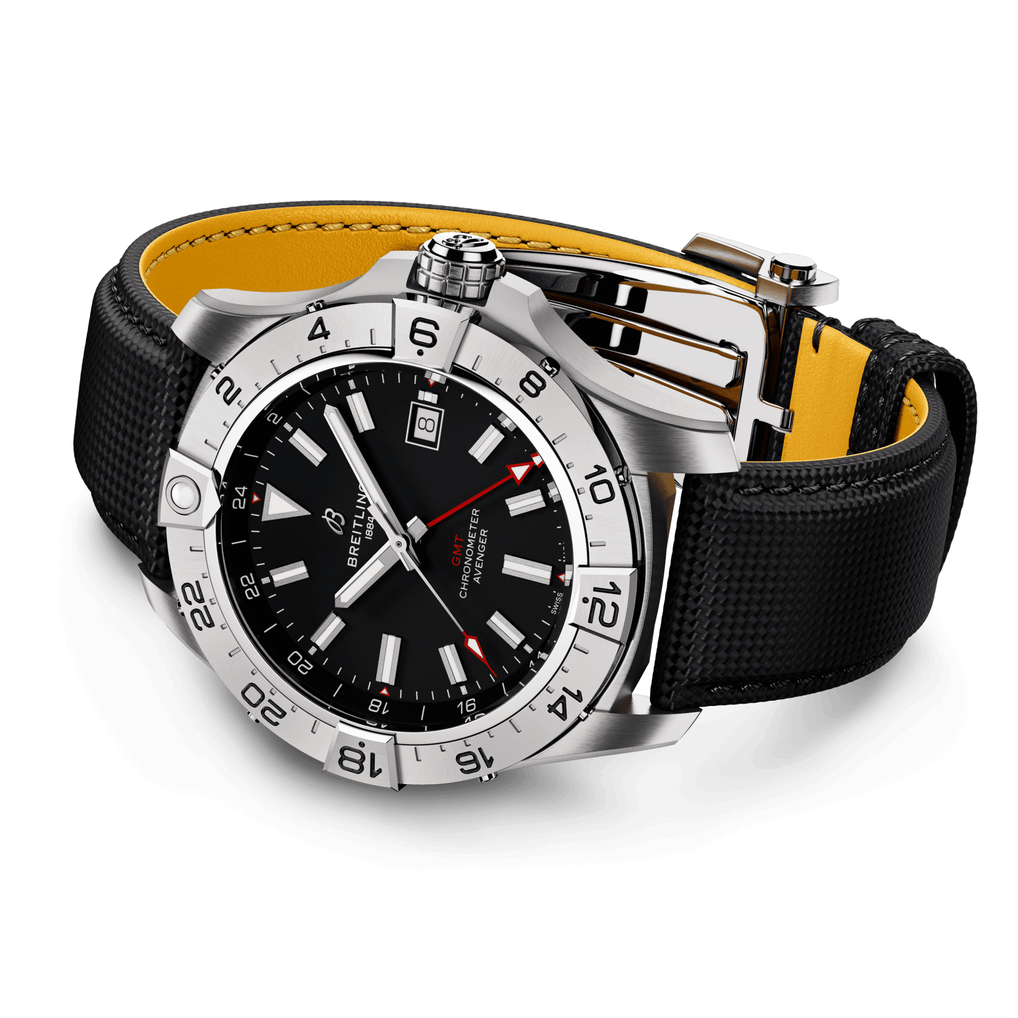 Montre Breitling Avenger GMT automatique cadran noir bracelet cuir noir 44 mm A32320101B1X1