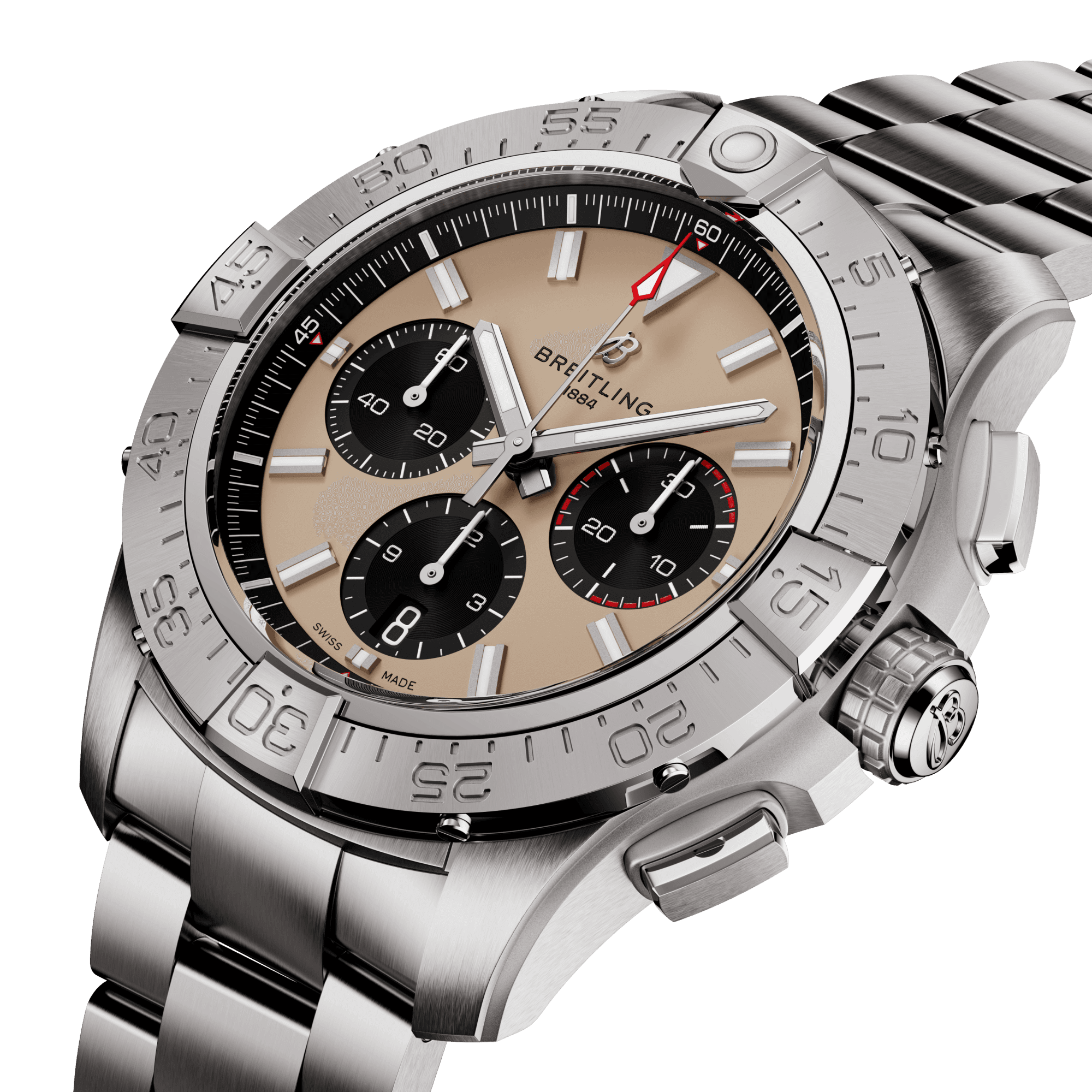 Montre Breitling Avenger B01 Chronograph automatique cadran sable bracelet acier 44 mm AB0147101A1A1