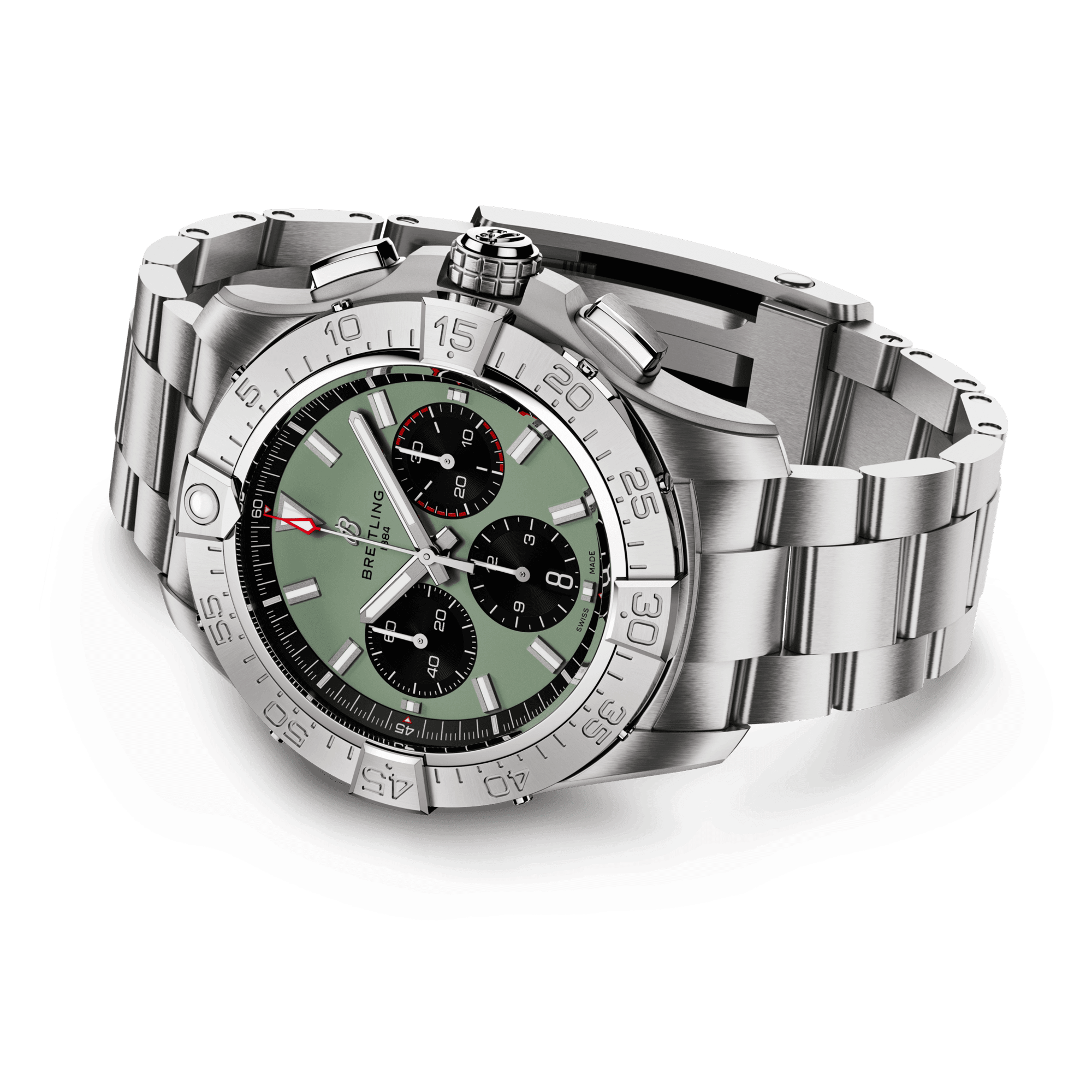Montre Breitling Avenger B01 Chronograph automatique cadran vert bracelet acier 44 mm AB0147101L1A1