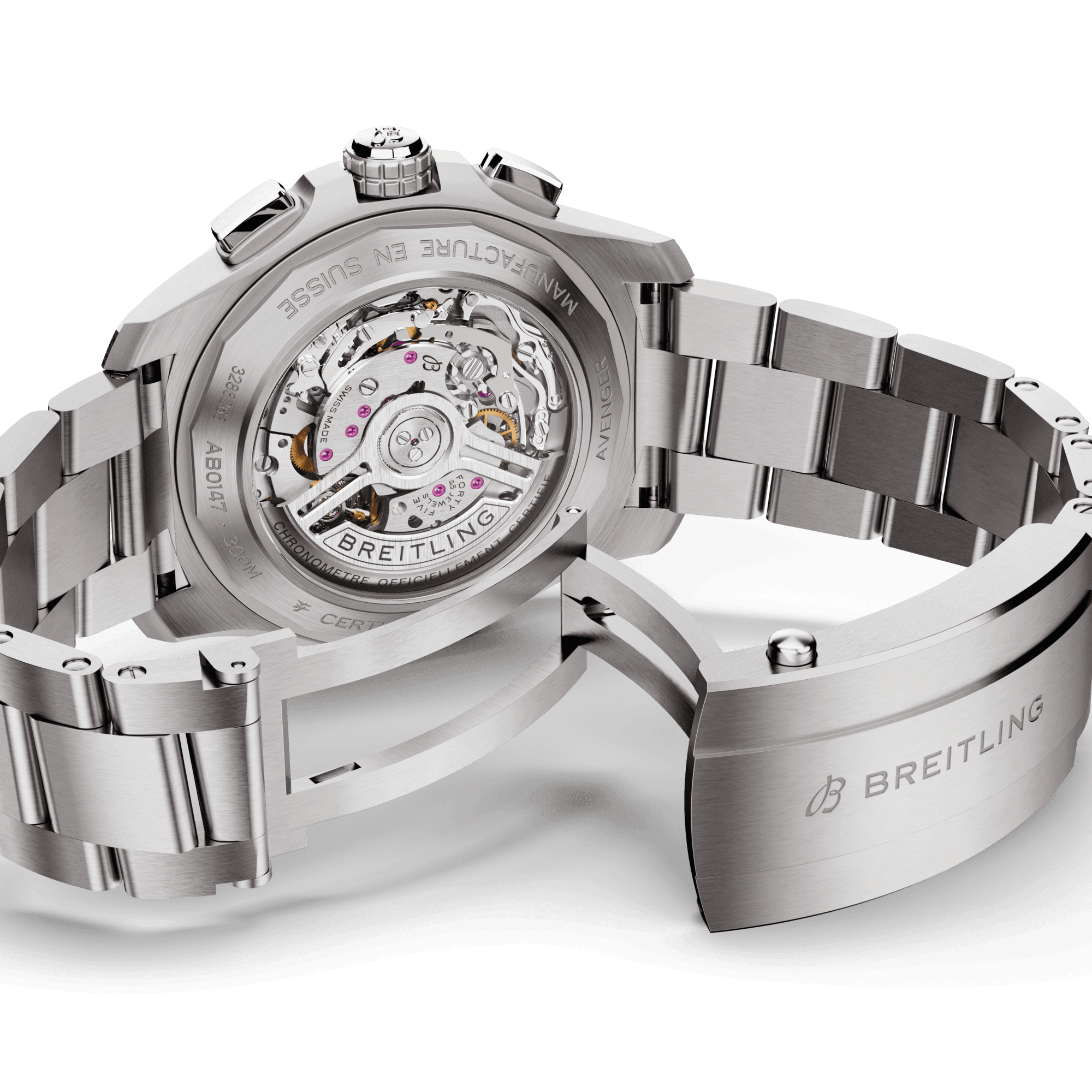 Montre Breitling Avenger B01 Chronograph automatique cadran vert bracelet acier 44 mm AB0147101L1A1