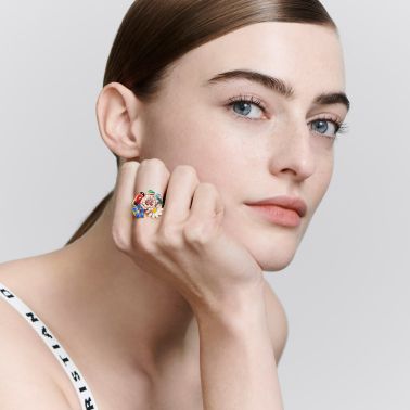 Dior Diorette ring in rose gold, diamonds, pink sapphire and coloured lacquer