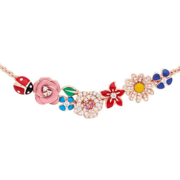 Dior Diorette necklace in rose gold, diamonds, pink sapphire and coloured lacquer