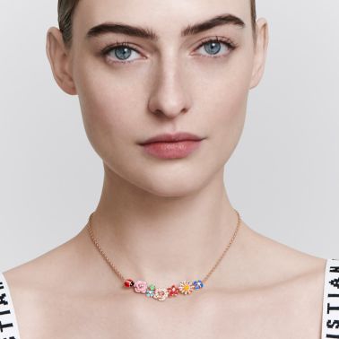 Dior Diorette necklace in rose gold, diamonds, pink sapphire and coloured lacquer