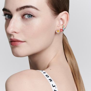 Boucle d'oreille Dior Diorette en or rose, diamants et laque colorée JDTE94010