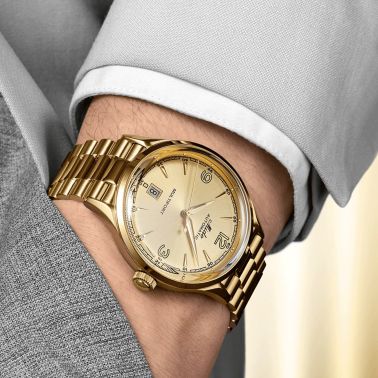 Mido Multifort Powermind automatic watch gold dial steel bracelet pvd yellow gold 40 mm M040.407.33.027.00