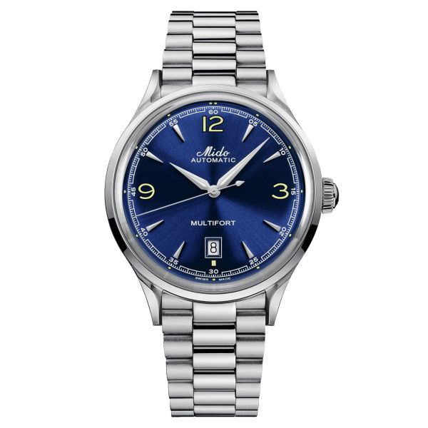 Mido Multifort Powermind automatic watch blue dial steel bracelet 40 mm M040.407.11.047.00