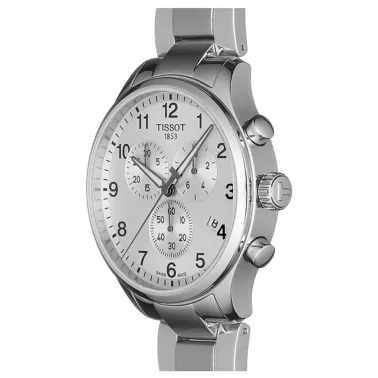 Montre Tissot T-Sport Chrono XL Classic quartz cadran argent bracelet acier 45 mm