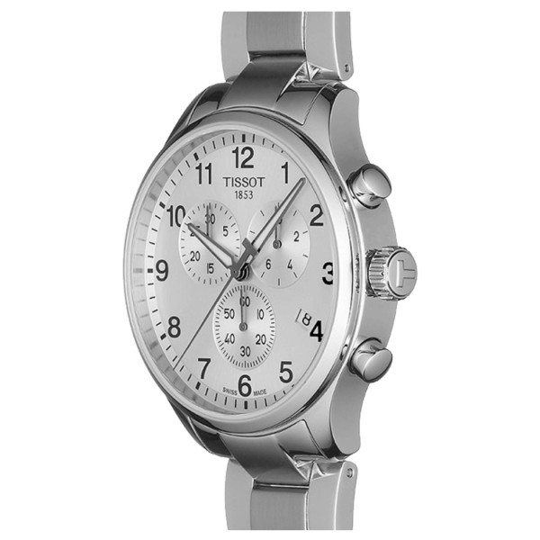 Montre Tissot T-Sport Chrono XL Classic quartz cadran argent bracelet acier 45 mm