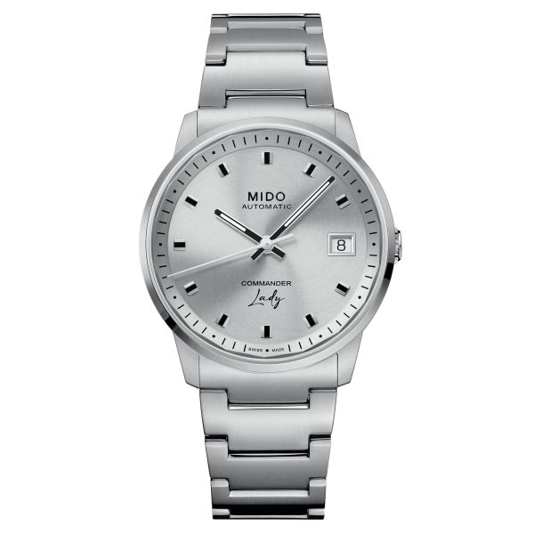 Mido Commander Lady automatic watch silver dial stainless steel bracelet 35 mm M021.207.11.031.00