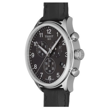 Montre Tissot T-Sport Chrono XL Classic quartz cadran noir bracelet cuir noir 45 mm