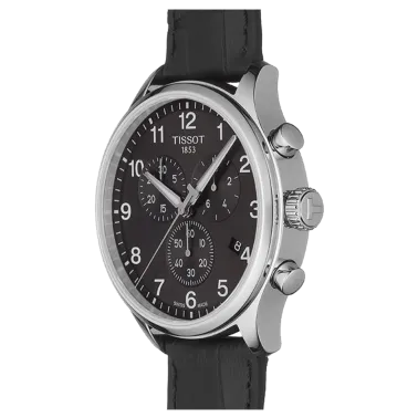 Montre Tissot T-Sport Chrono XL Classic quartz cadran noir bracelet cuir noir 45 mm