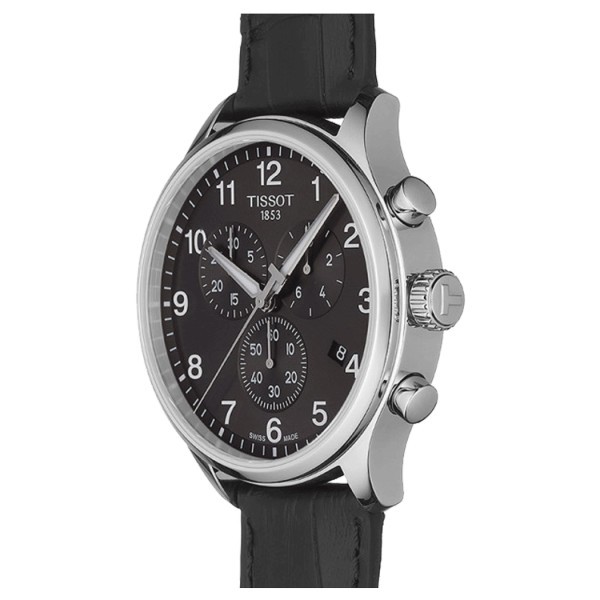 Montre Tissot T-Sport Chrono XL Classic quartz cadran noir bracelet cuir noir 45 mm