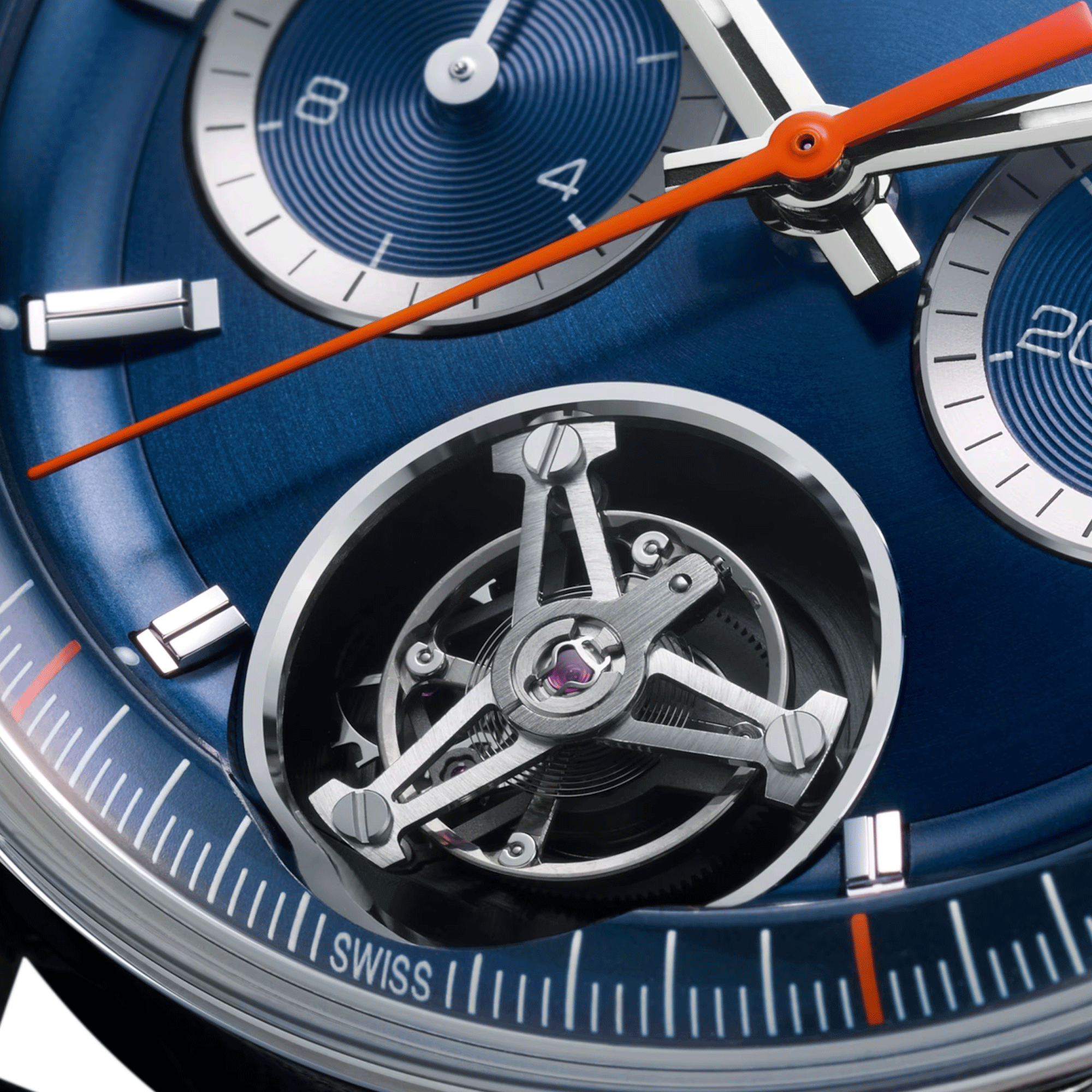 Montre TAG Heuer Carrera Chronograph Tourbillon automatique cadran bleu bracelet cuir bleu 42 mm CBS5010.FC6543