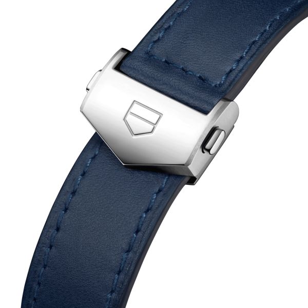 Montre TAG Heuer Carrera Chronograph Tourbillon automatique cadran bleu bracelet cuir bleu 42 mm CBS5010.FC6543