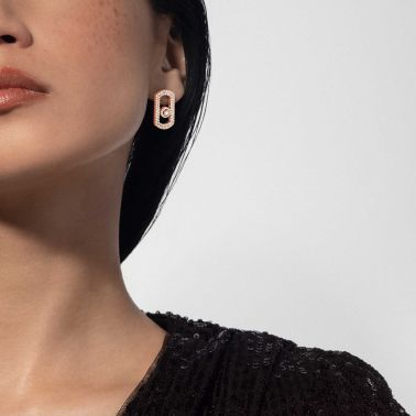 Boucles d'oreilles Messika So Move Pavées en or rose et diamants