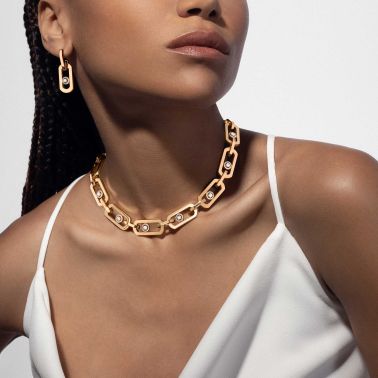 Boucles d'oreilles pendantes Messika So Move XL en or jaune et diamant