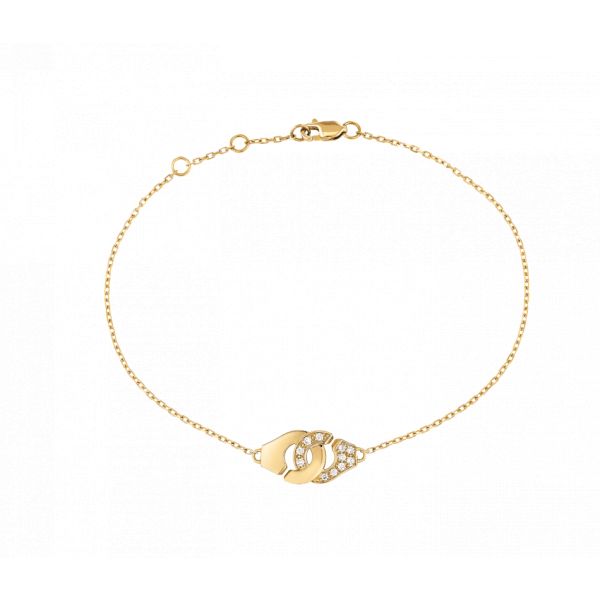 Menottes dinh van R8 bracelet in yellow gold and diamonds