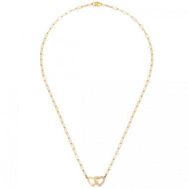 Collier dinh van Double Cœurs R9 en or jaune et diamants 645211