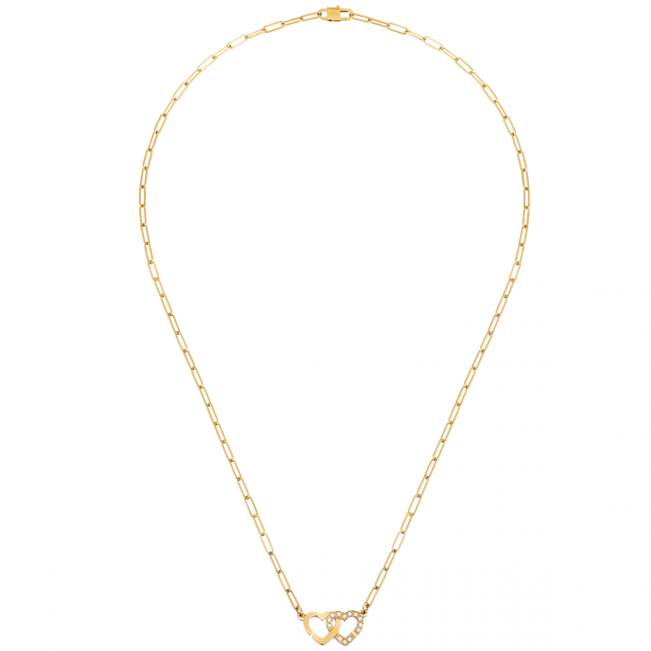 dinh van Double Cœurs R9 necklace in yellow gold and diamonds