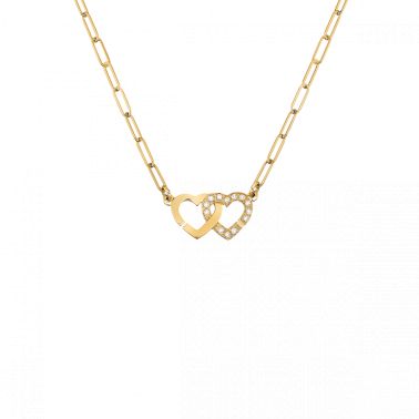 Collier dinh van Double Cœurs R9 en or jaune et diamants 645211