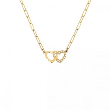 Collier dinh van Double Cœurs R9 en or jaune et diamants 645211