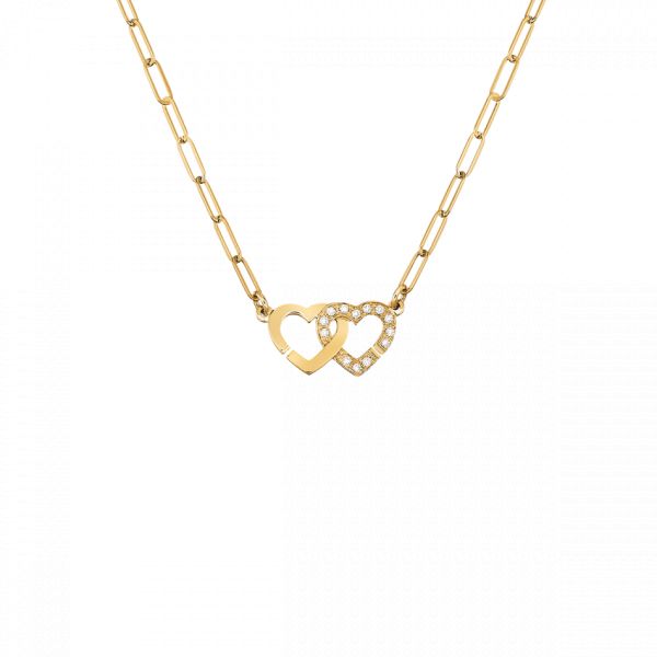 Collier dinh van Double Cœurs R9 en or jaune et diamants 645211