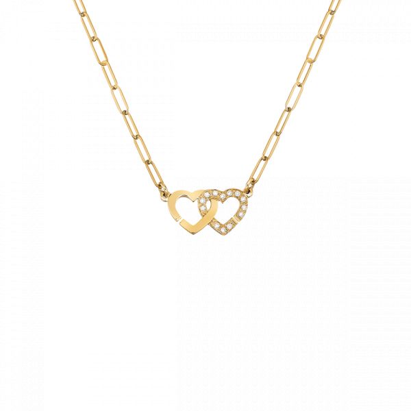 dinh van Double Cœurs R9 necklace in yellow gold and diamonds