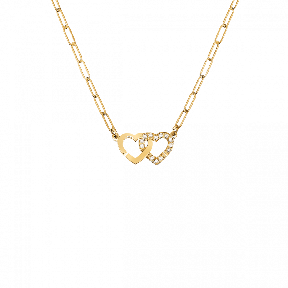 dinh van Double Cœurs R9 necklace in yellow gold and diamonds
