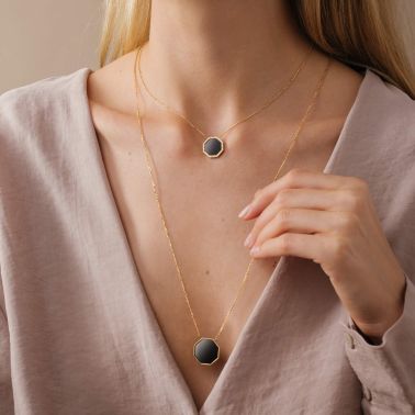 Collier Lepage Octo en or jaune, onyx et diamants