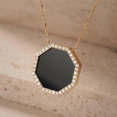 Collier Lepage Octo en or jaune, onyx et diamants