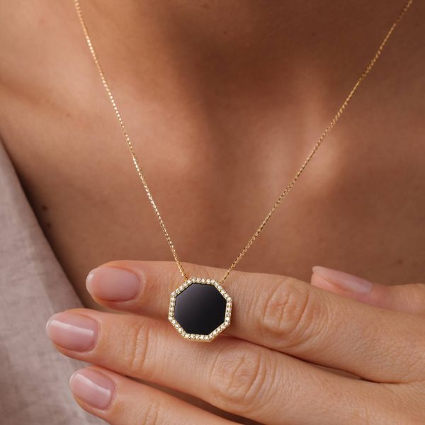 Collier Lepage Octo en or jaune, onyx et diamants