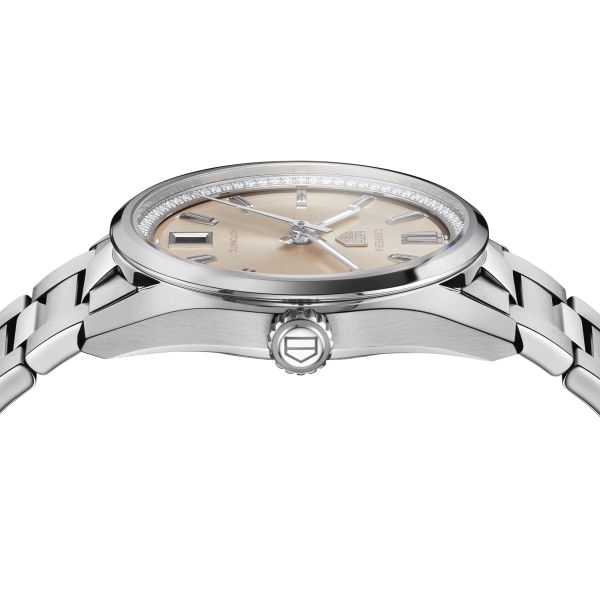 Montre TAG Heuer Carrera Date automatique diamants cadran rose bracelet acier 36 mm WBN231A.BA0001