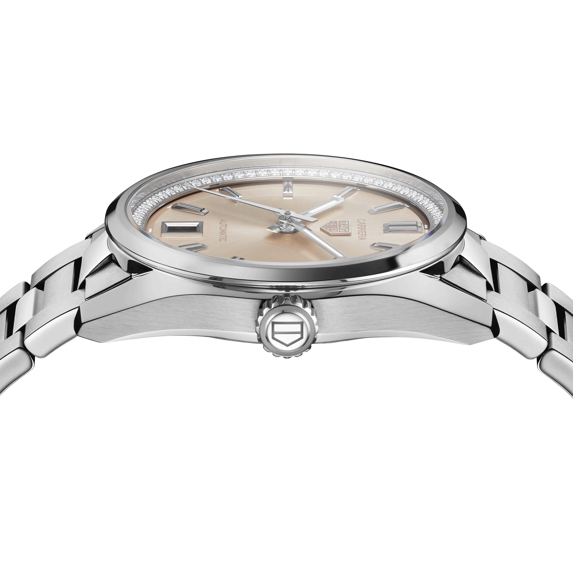 Montre TAG Heuer Carrera Date automatique diamants cadran rose bracelet acier 36 mm WBN231A.BA0001