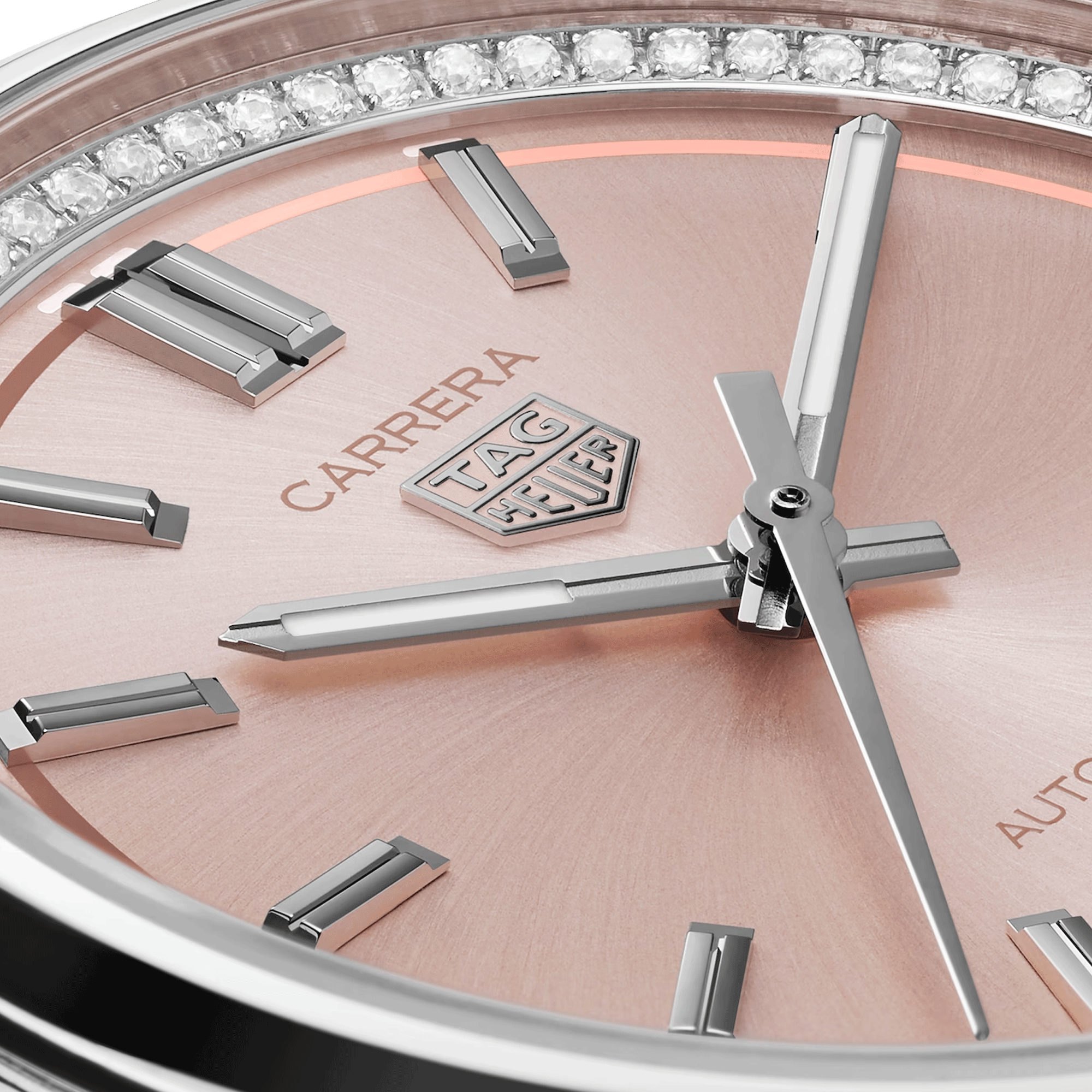 Montre TAG Heuer Carrera Date automatique diamants cadran rose bracelet acier 36 mm WBN231A.BA0001