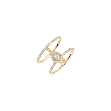 Bague Messika Glam'Azone 2 rangs Pavée en or jaune et diamants