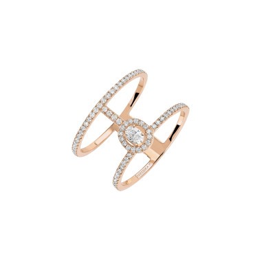 Bague Messika Glam'Azone 2 rangs Pavée en or rose et diamants