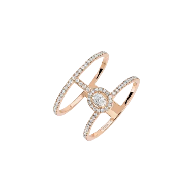 Bague Messika Glam'Azone 2 rangs Pavée en or rose et diamants