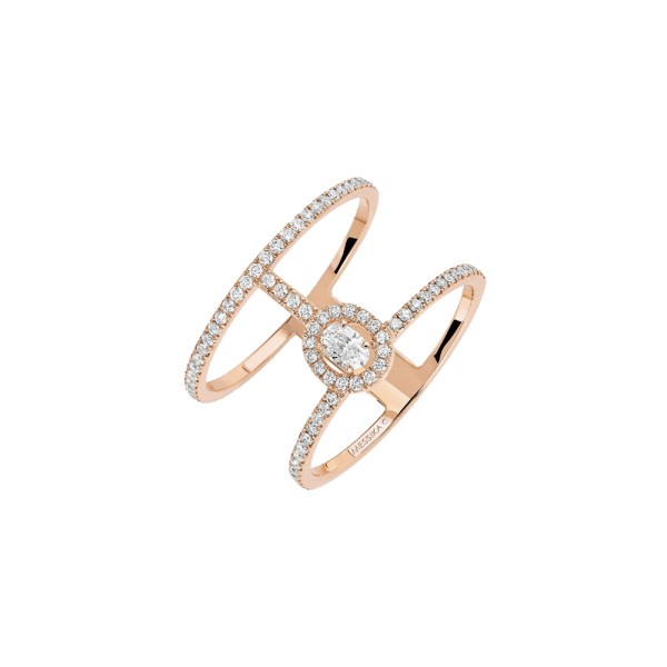Bague Messika Glam'Azone 2 rangs Pavée en or rose et diamants