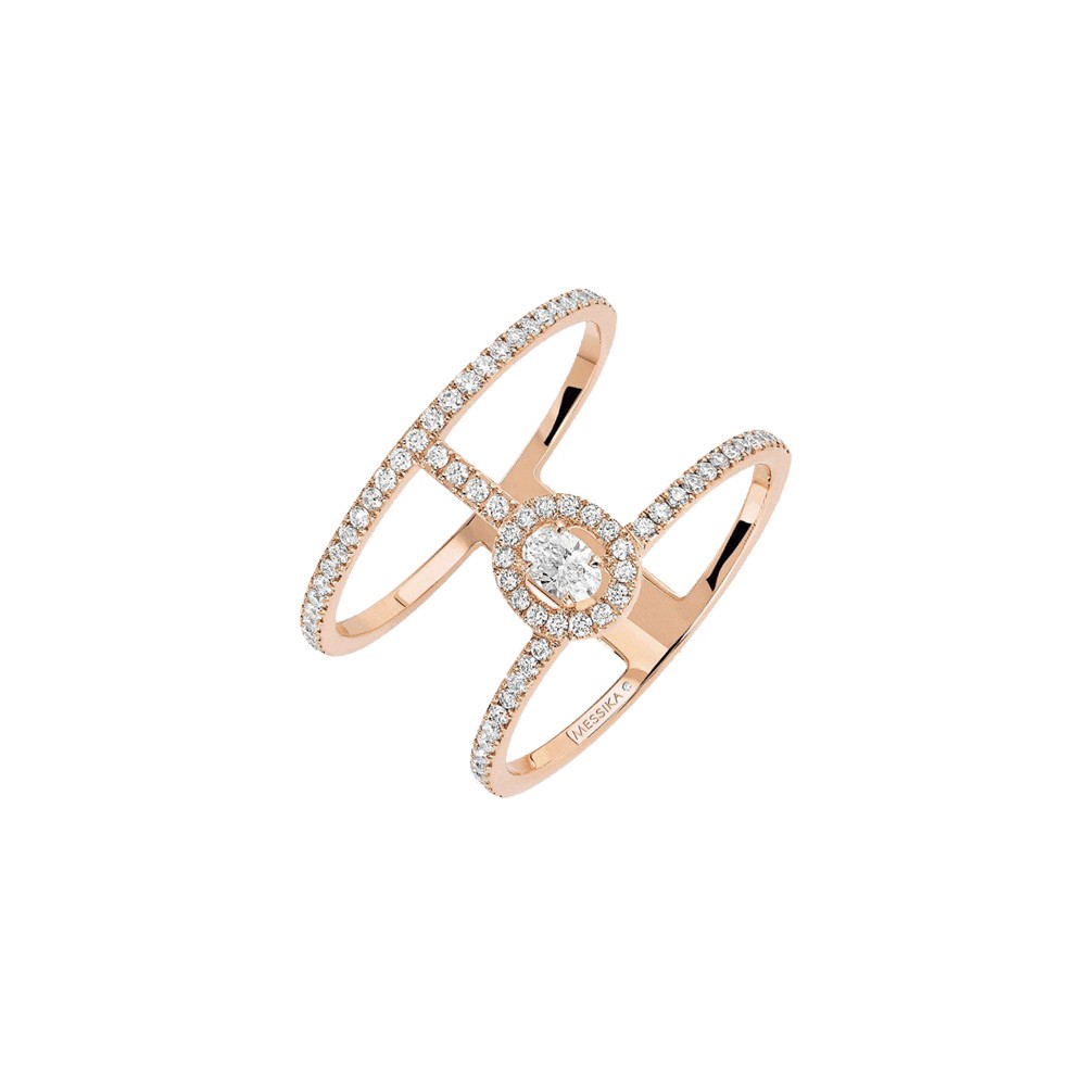 Bague Messika Glam'Azone 2 rangs Pavée en or rose et diamants