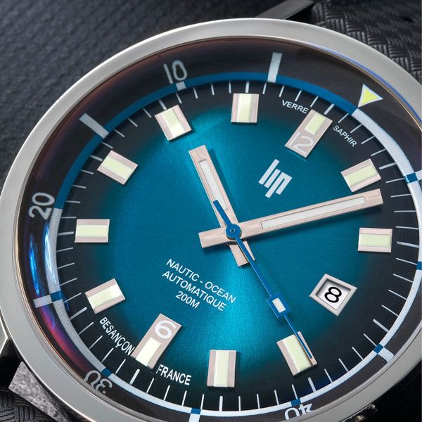 Lip Grande Nautic-Océan automatic blue dial tropic strap 41 mm