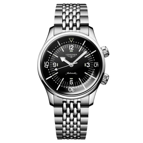 Longines Legend Diver automatic watch black dial steel bracelet 39 mm L3.764.4.50.6
