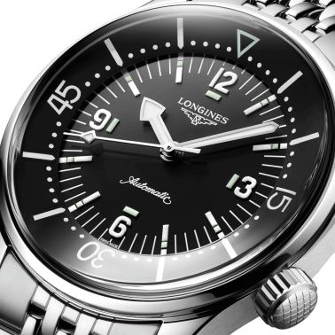 Longines Legend Diver automatic watch black dial steel bracelet 39 mm L3.764.4.50.6
