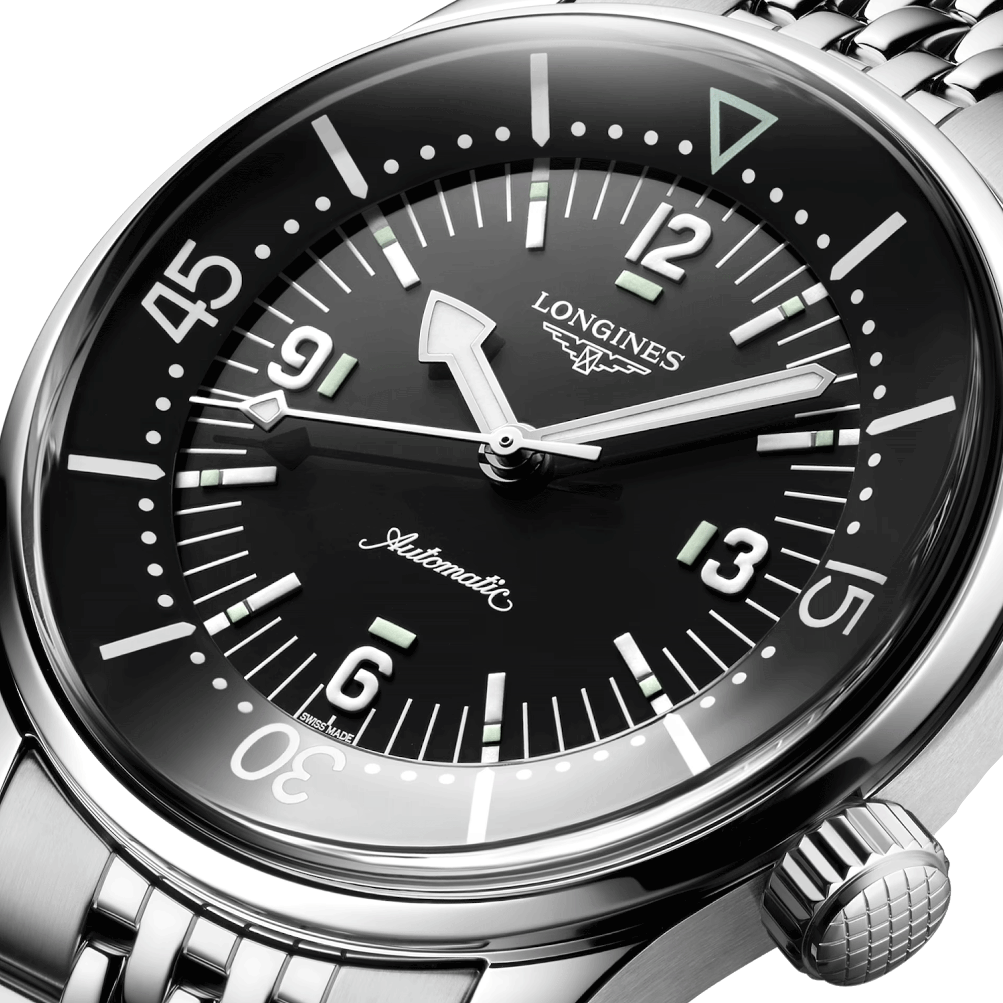 Longines Legend Diver automatic watch black dial steel bracelet 39 mm L3.764.4.50.6