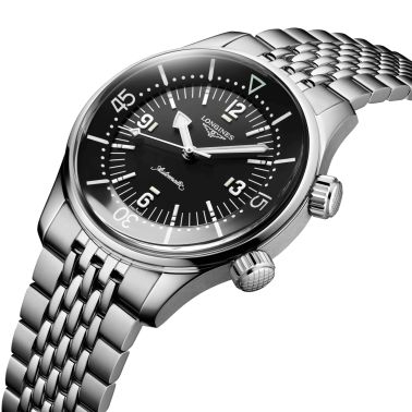 Longines Legend Diver automatic watch black dial steel bracelet 39 mm L3.764.4.50.6