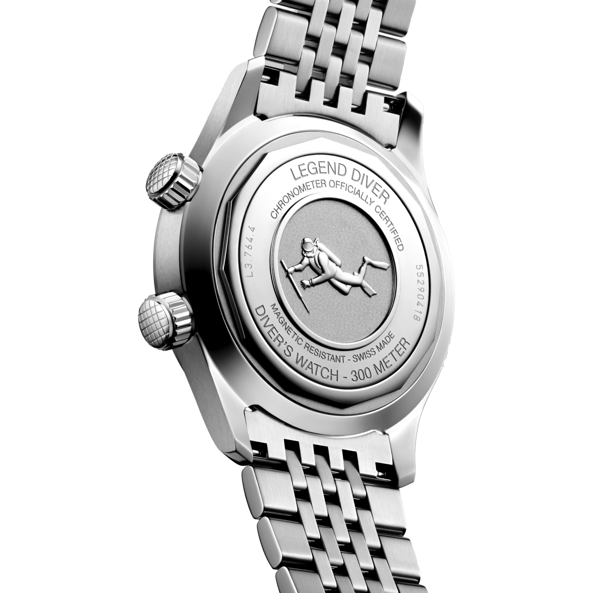 Longines Legend Diver automatic watch black dial steel bracelet 39 mm L3.764.4.50.6