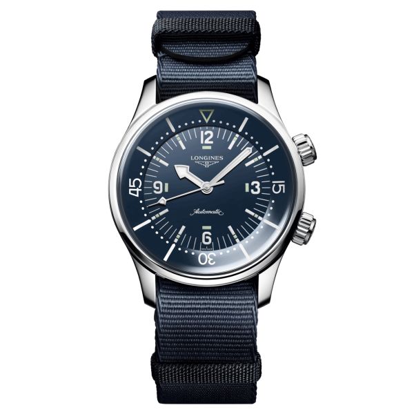 Montre Longines Legend Diver automatique cadran bleu bracelet NATO bleu 39 mm L3.764.4.90.2
