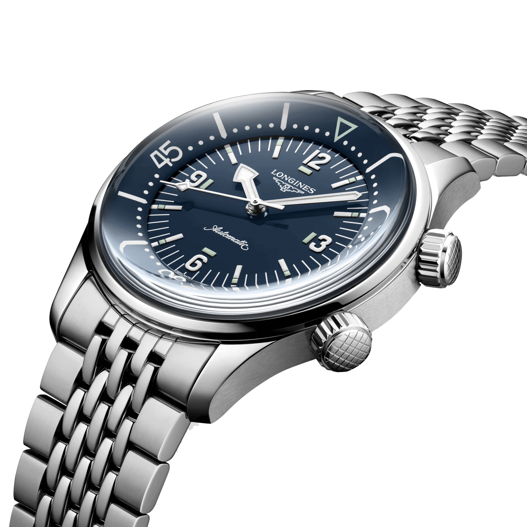 Montre Longines Legend Diver automatique cadran bleu bracelet acier 39 mm L3.764.4.90.6