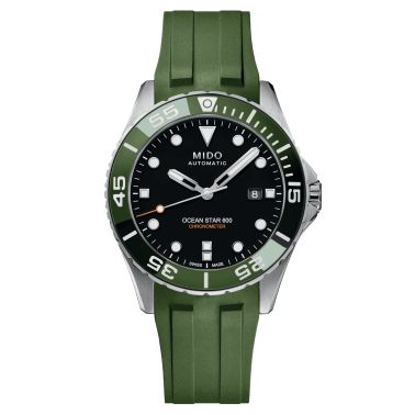 Montre Mido Ocean Star 600 Chronometer COSC automatique lunette verte cadran noir bracelet acier 43,5 mm M026.608.11.051.01
