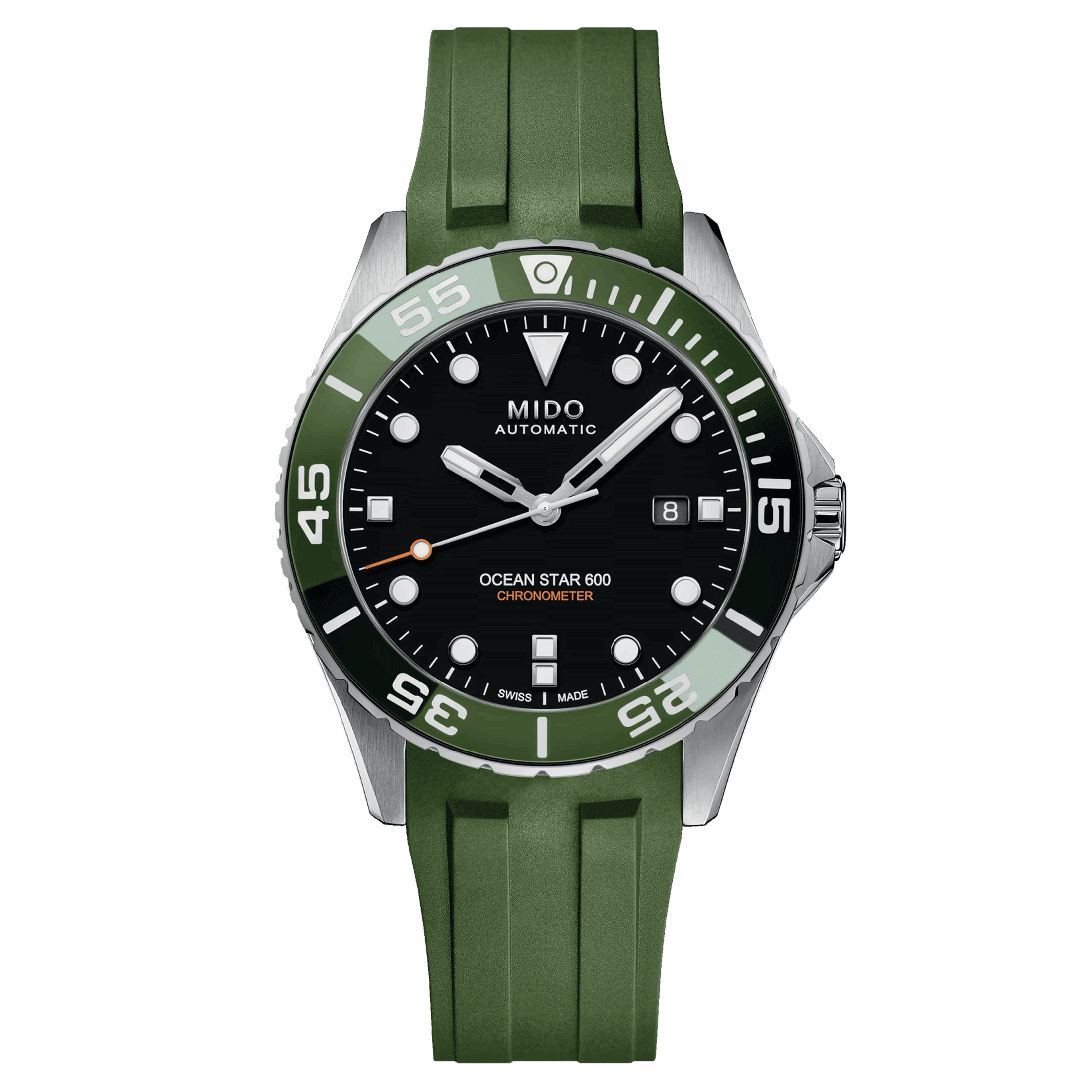 Montre Mido Ocean Star 600 Chronometer COSC automatique lunette verte cadran noir bracelet acier 43,5 mm M026.608.11.051.01